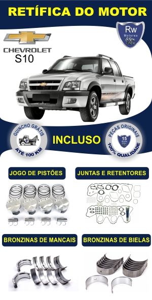 Retífica de motor Chevrolet S10 Peças Originais Pacote Completo Rw Motores